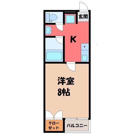 宇都宮駅 徒歩8分 4階の物件間取画像